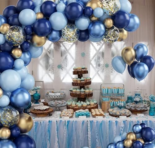 107pcs Navy Blue & Golden Balloon Garland Arch Kit, Latex Material, Suitable For All Ages (Navy Blue)