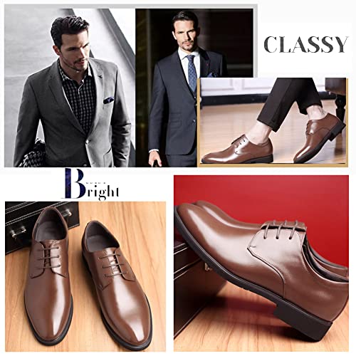 Image of Mens Dress Shoes Modern Classic Slip On Oxfords for Formal Church | Men's Oxfords Business Lace-Ups Work Wedding Dressing Shoes