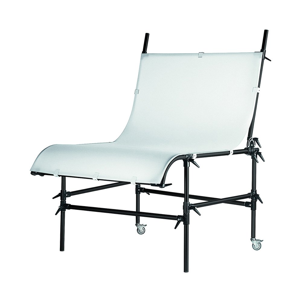 Manfrotto 220B Still Life Table with a product placed on it, ready for photography