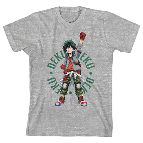 My Hero Academia Deku Victory Stance Boy's Athletic Heather T-Shirt