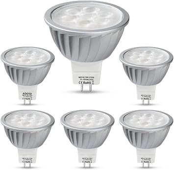 MR16 LED Spotlight Bulb GU5.3 Lamp 7W / 12V 50W Halogen Equivalent NO Flicker Aluminum 560LM 6 Pack