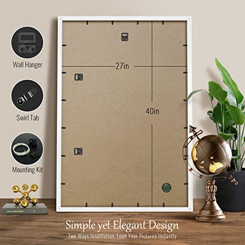 Image of VCK 27x40 Poster Frame Solid Wood white 3 Pack Picture Frames 27 x 40 Inches with Wall Mounting Hanging