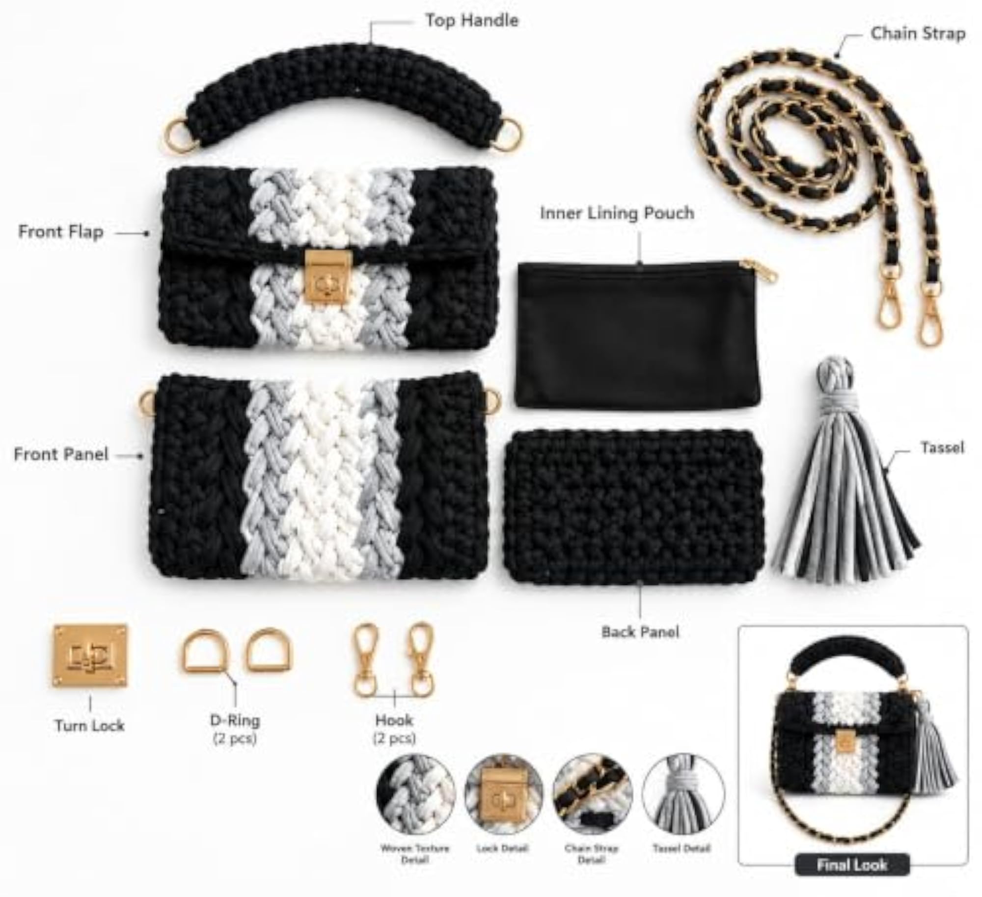 Handmade Crochet Sling Bag for Women