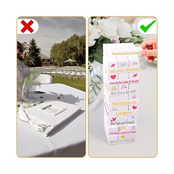 Herenear Boda de Madera Libro de Visitas, Boda de Madera Libro de Visitas, Libro de Invitados de Boda 4 Rotuladores… - Imagen 5