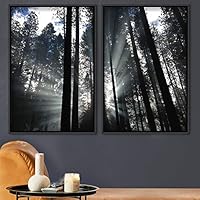 2 Piece Framed Canvas Wall Art Rustic Woods Canvas Prints Home Artwork Decoration for Living Room,Bedroom - 16