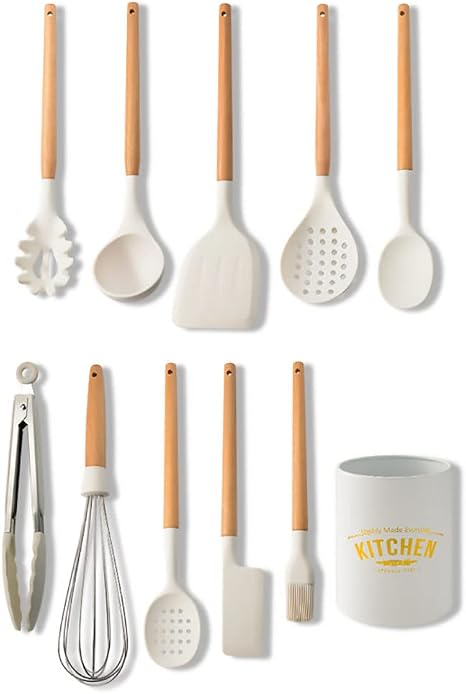 Amazon キッチンツール 調理器具 10点セット キッチン用品 クッキングツール 抗菌 耐熱シリコン 耐久性 スプーン 食器セット キッチンツールセット 北ヨーロッパ風のオシャレ配色 調理 料理 製菓器具 台所用品 ホワイト ツールセット オンライン通販
