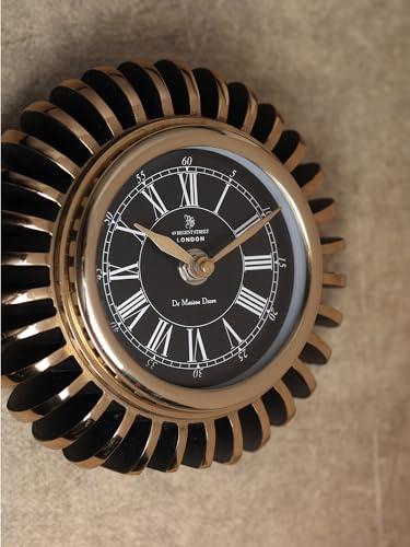 Image of Decor de Maison Brings Handcrafted Edgesculpt Table Clock for Living Room, Bedroom, Study Table, Office Desk | Classic Non-Ticking Tabletop Battery Operated Analog Desk Clock (Gold)