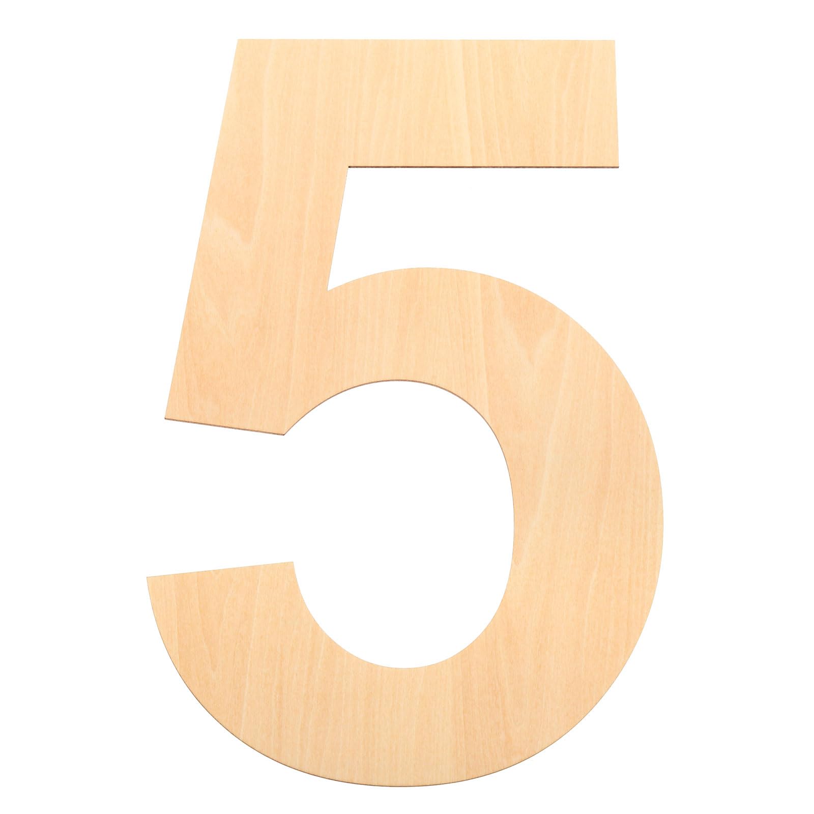 PATIKIL 12 Inch Wooden Number, Blank Wood Number 5 Shape Cutout Paintable Unfinished Numbers Sign for Wall Decor Home Decor