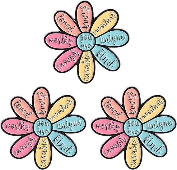 3PCS Cartoon Flower Enamel Pins Set, Inspirational Metal Brooches for Backpacks Jackets and Clothing, Stylish Pin Badges with Colorful Petals, Versatile Badge Pins Accessories-image-16