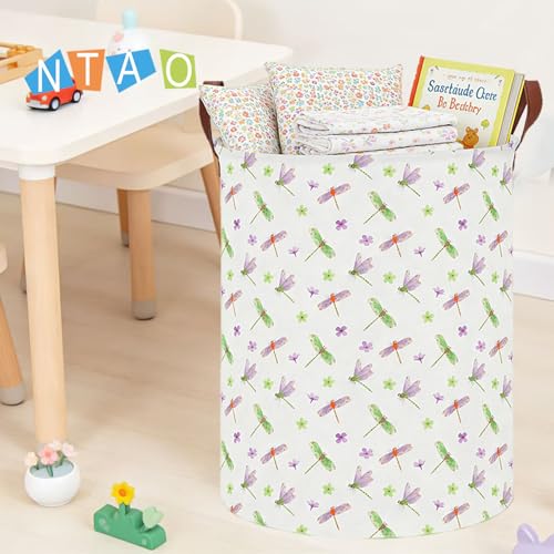Image of NTAOHAMPER Dragonfly Large Laundry Hamper,Laundry Basket,Baby Nursery Hamper,Waterproof Storage Bin,Clothes Organizer Basket,Room Decor(Dragonfly)