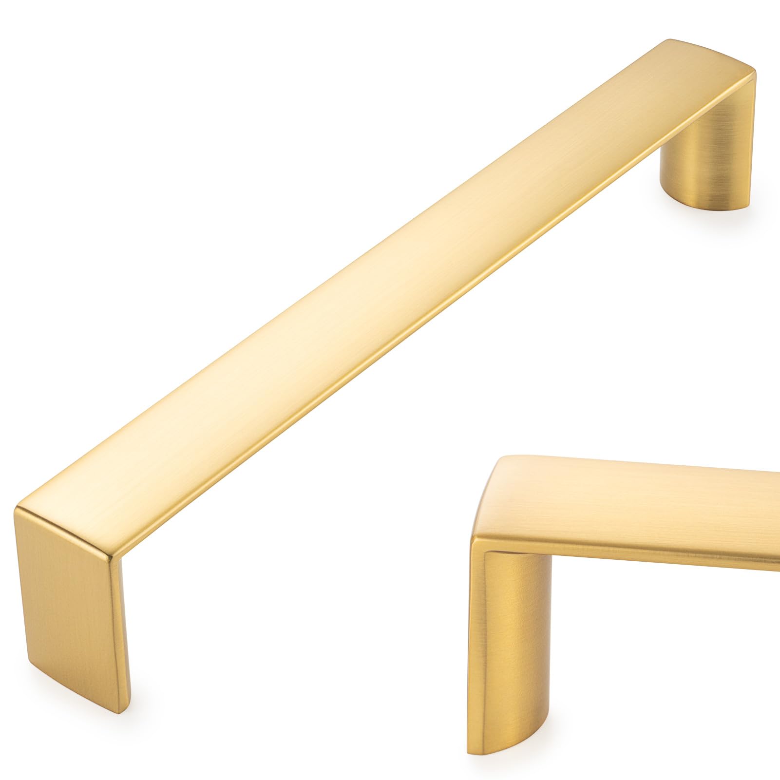 KOOFIZO Wide Cabinet Handle - Brushed Gold Furniture Pull, 6-1/4 Inch Screw Spacing, 10-Pack for Kitchen Cupboard Door, Bedroom Dresser Drawer, Bathroom Wardrobe Hardware