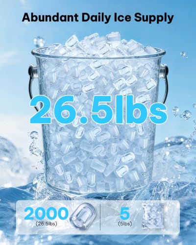 Image of Silonn Ice Maker Countertop, 8 Ice Cubes in 6 Mins, 26.5 lbs /24H, 2 Bullet Ice Sizes, Self-Cleaning Bullet Ice Maker, Portable Ice Machine for Kitchen, Party, Office, and RV Camping