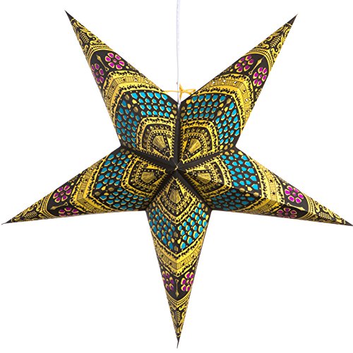 Image of Honeycomb Yellow Paper Star Lantern with 12 Foot Power Cord Included