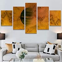 SIGNWIN 5 Panel Canvas Wall Art Modern Art Astronomy & Space Dramatic Moon Multicolor Photography Rustic for Home Decorations Ready to Hang - 60