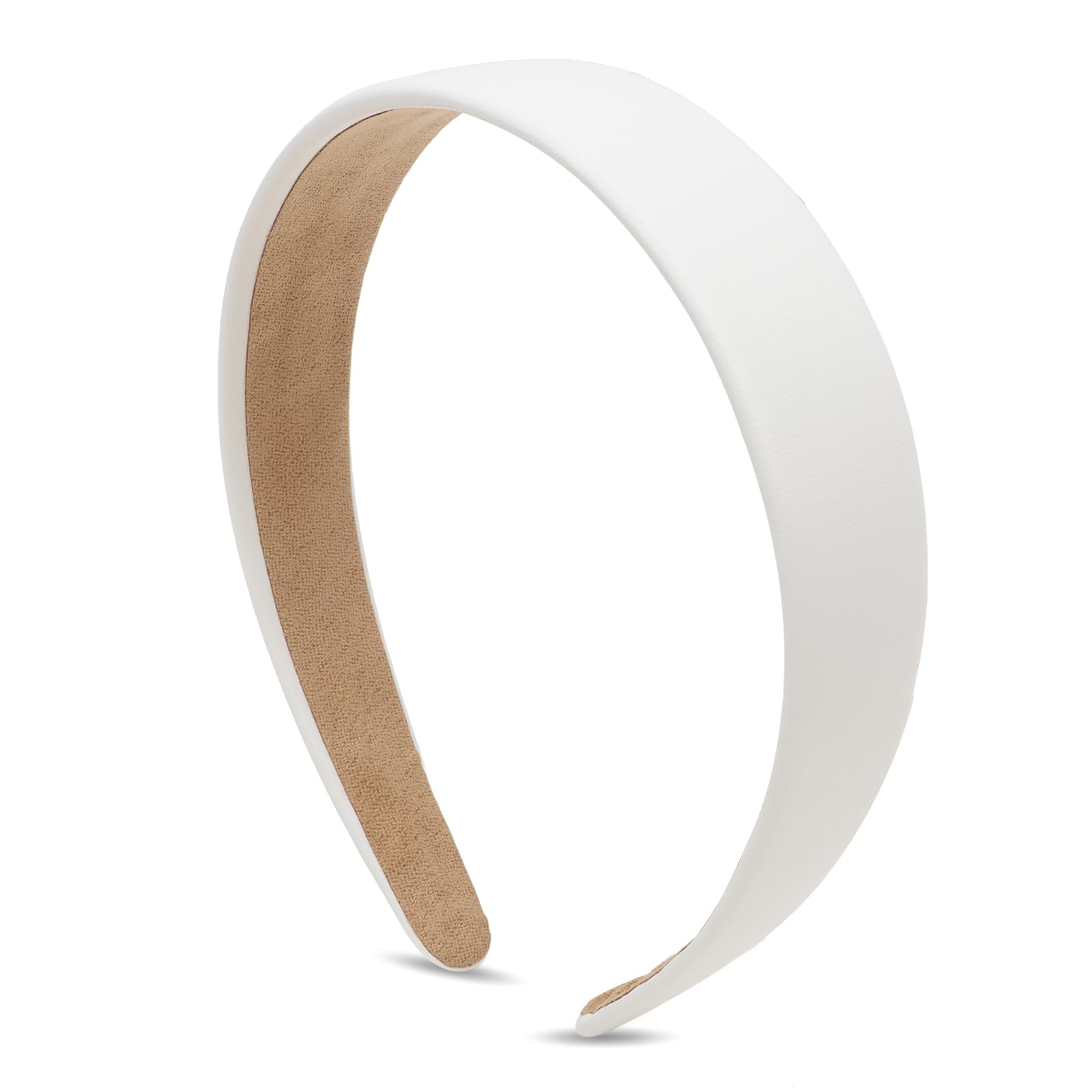 AMCAMI White Headband 1.18 Inch PU Leather Headband Plain Solid Hair Band Wide Thick Hair bands for Women Non-slip Accessories for Women Girls