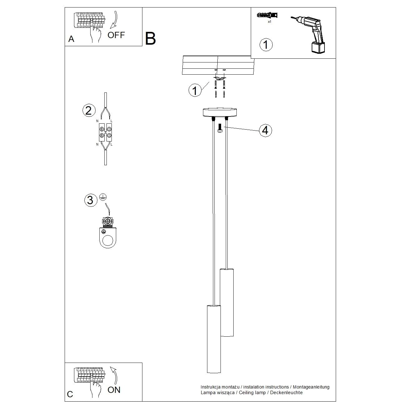 SOLLUX lighting Lámpara Colgante - Lámpara de Techo Acero - 1 Pantalla - Bombilla LED - Negro Lagos