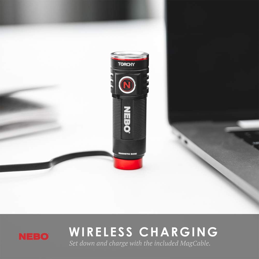Nebo Torchy Rechargeable Flashlight 1000 Lumen Pocket Light Bundle with a Lumintrail USB Wall Adapter