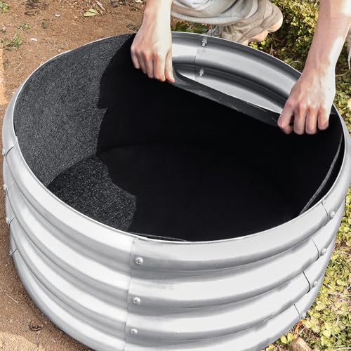 Niuyhe Round Fabric Galvanized Raised Garden Bed Liner, 2x2x1 Feet Outdoor Garden Planting Bags for Vegetables, Flowers, Herbs, and Succulents