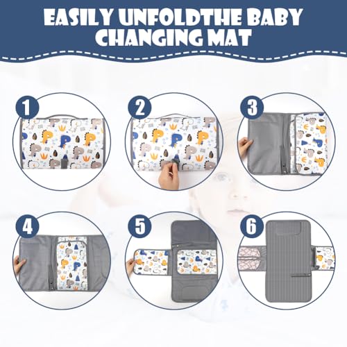 Miniatura 4 de Hotut Cambiador Bebe Portatil Impermeable, Cambiador De Viaje Bebe, Cambiador Bebe Plegable Acolchado, Acolchado E Impermeable, Pañuelo Incorpora, Bolsillos, Regalos Para Bebes Recien Nacidos