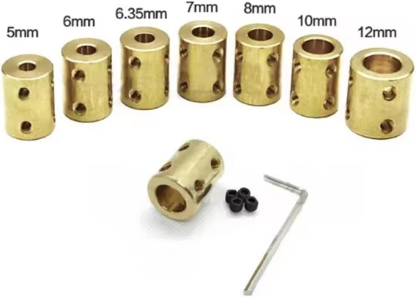 5pcs Brass Rigid Motor Shaft Coupling Coupler 3.17/4/5/6/8/1012mm Transmission Connector Sleeve Adapter for RC Boat Car Airplane(6.35-8mm D14L22) | 6.35-8mm D14L22
