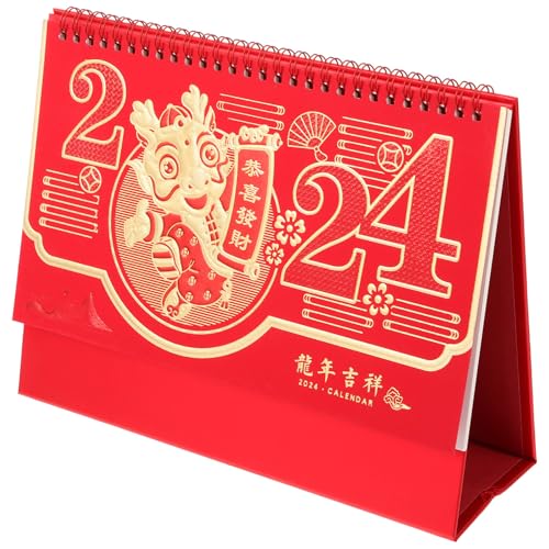 PRETYZOOM Decorative Desk Calendar Simple Style Standing Tabletop Planner for Office and Home with Memo Writing Space Compact Design for Desktop and Countertop Organization