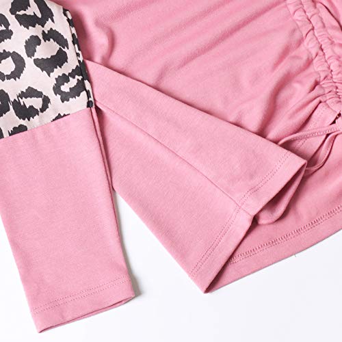 Image of Mirawise Girls Casual Long Short Shirts Tunic Tops Tee Shirt T-Shirts Side Tie Blouse 4-13 Years