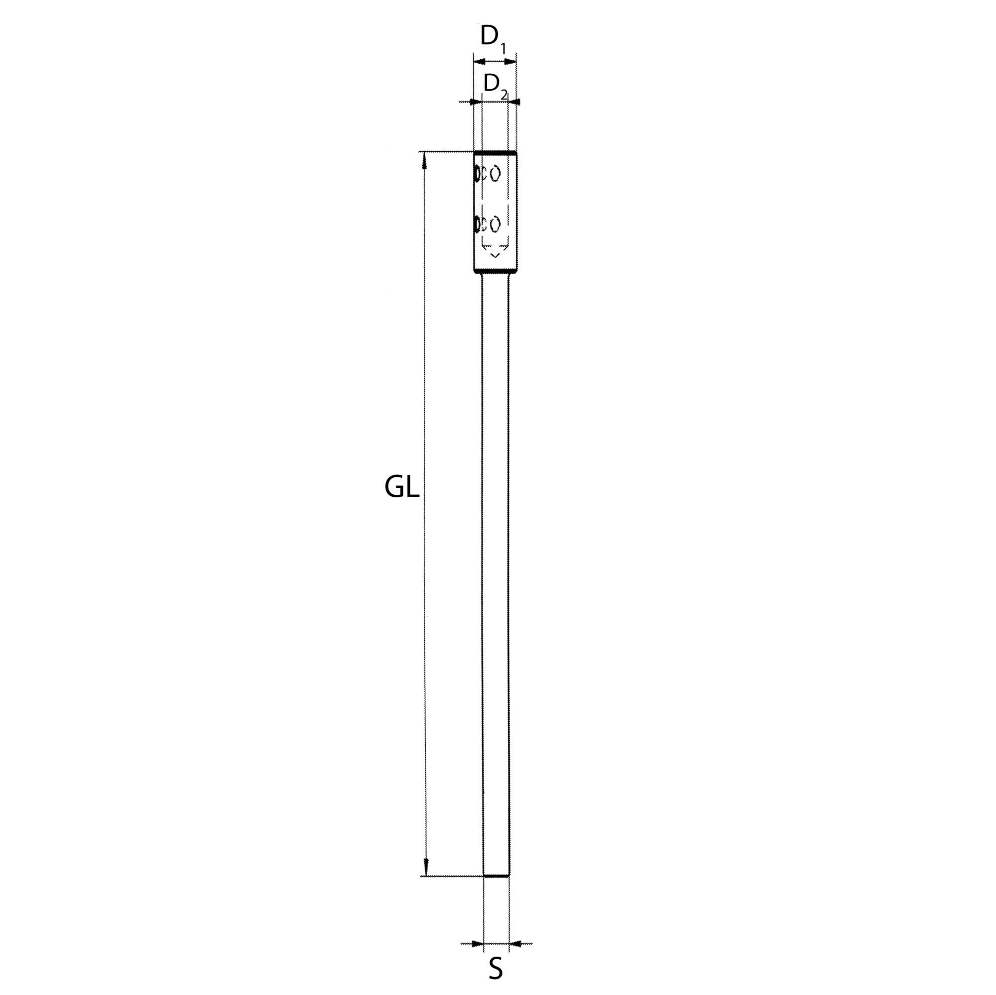 ENT 40320 extensión para brocas Diámetro (D1) 16 mm, Diámetro (D2) 8 mm, GL 330 mm, S 8 mm