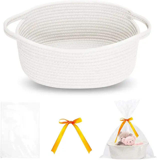 Cesto de Palha de Algodão - Cesta Organizadora Multiuso 30x20x12,5cm