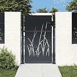 Homgoday Gartentor Anthrazit 110x155 cm Stahl Gras-Design, abschließbar, für Garten oder...