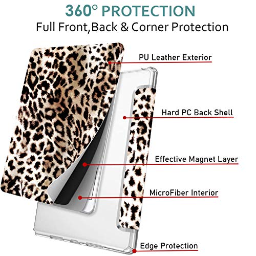 Image of DuraSafe Cases for iPad PRO 12.9 Inch 2nd [ Pro 12.9 2 Generation 2017 ] A1670 A1671 MQEF2HN /A MQED2HN /A MQEE2HN /A MQDC2HN /A Trifold Printed PC Lightweight Protective Clear Back Cover - Leopard