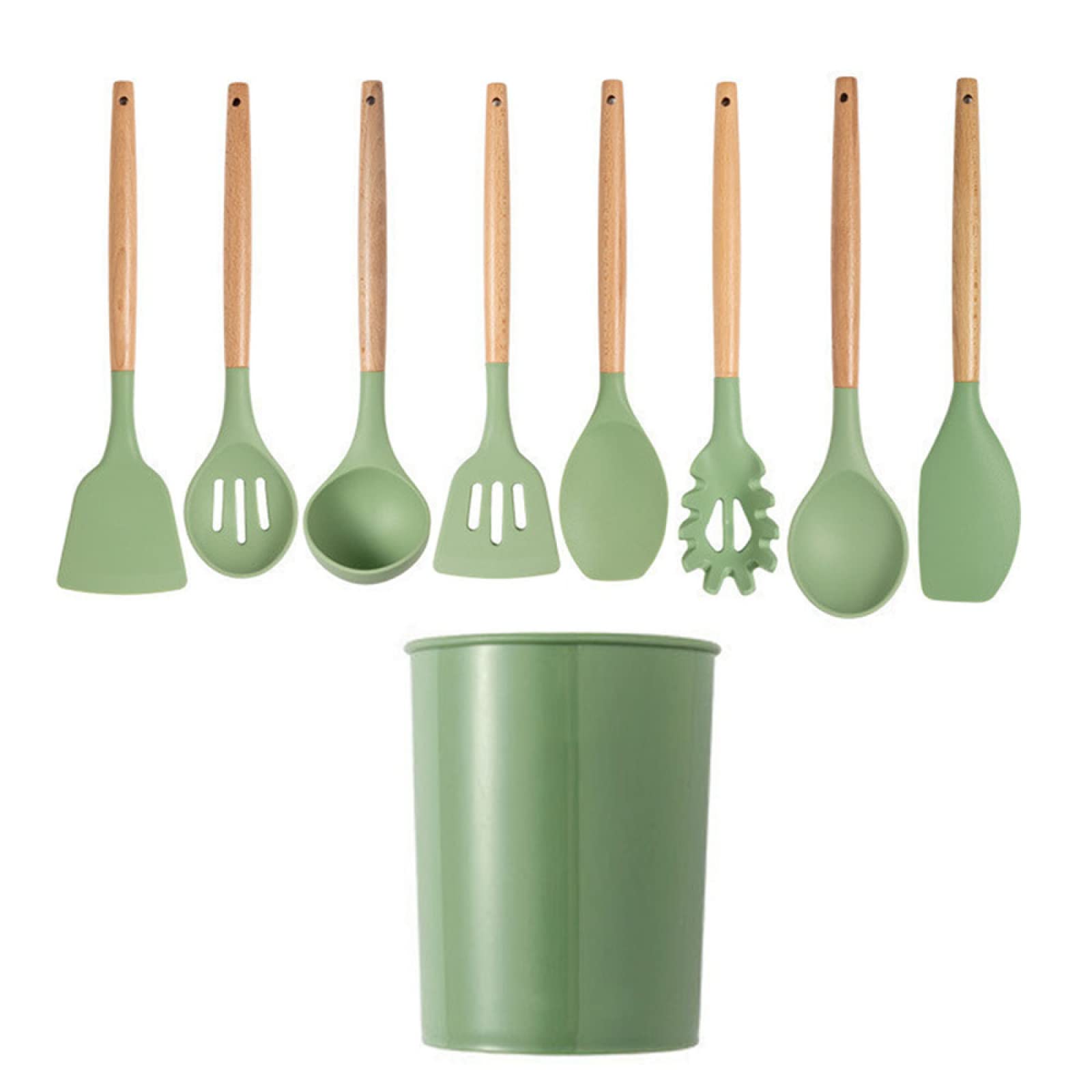 GTHTUHFD Cooking Spatulas And Spoons,Spoon Setcooking Utensils Set Avocado Green Silicone Kitchenware Cooking Utensils Set Non Stick Cookware Set Kitchen Tool,9pcs
