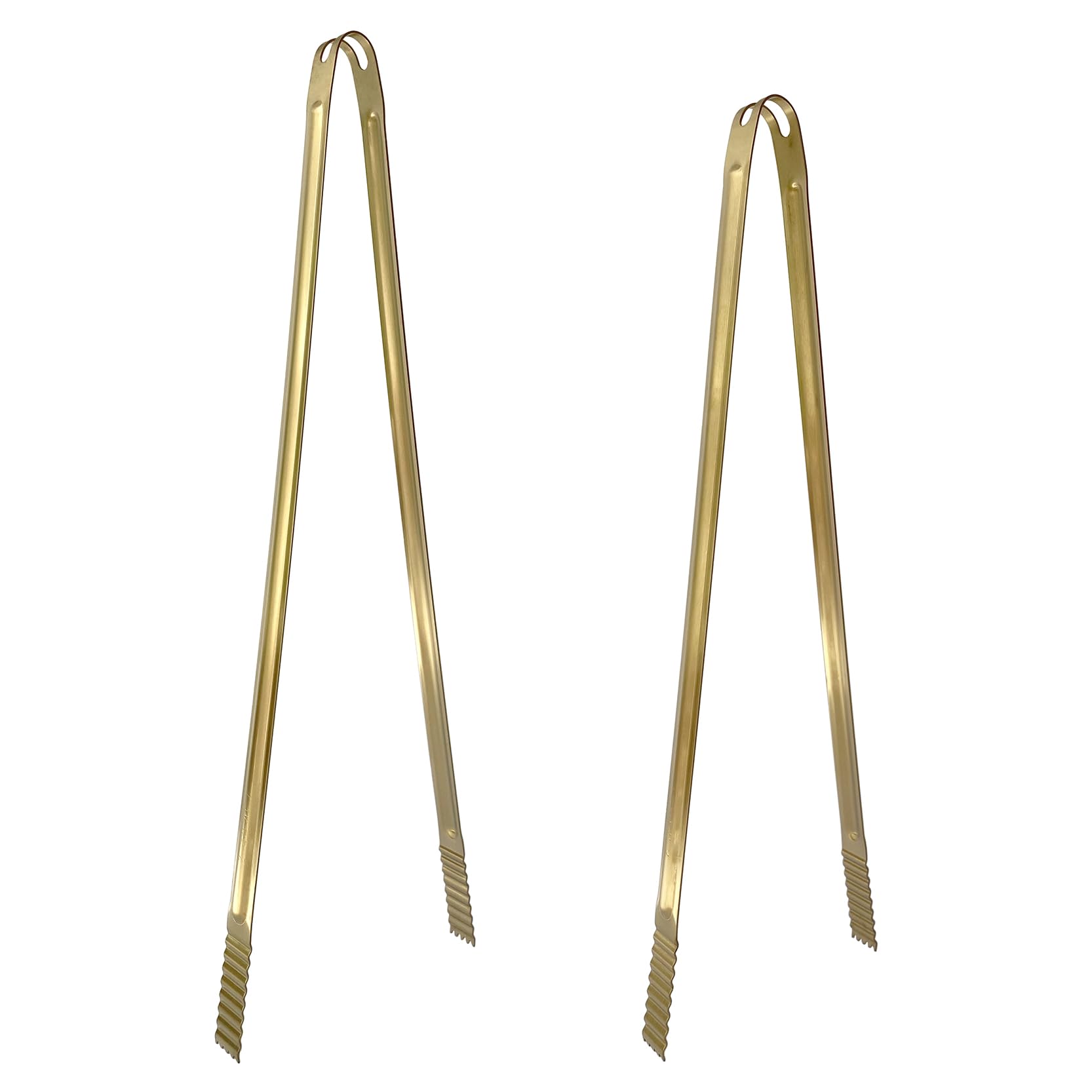 UPTALY 2 pcs Stainless Steel Tongs with Extra Long Handle (20 inch + 18 inch), Gold, Large Sized Food Tongs, for BBQ, Grilling, Cooking, Frying, Moving Charcoal, Picking Up Trash