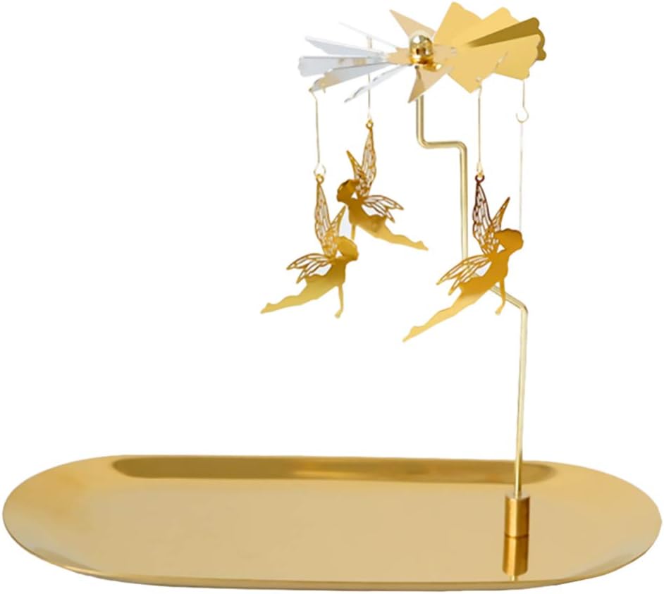 Beaupretty Rotary Candle Holder Fairy Rotating Candle Holder Flying Angels Tea Lights Candle Holder with Tray Candlestick Ornament for Wedding Party Christmas Festival Home Decor