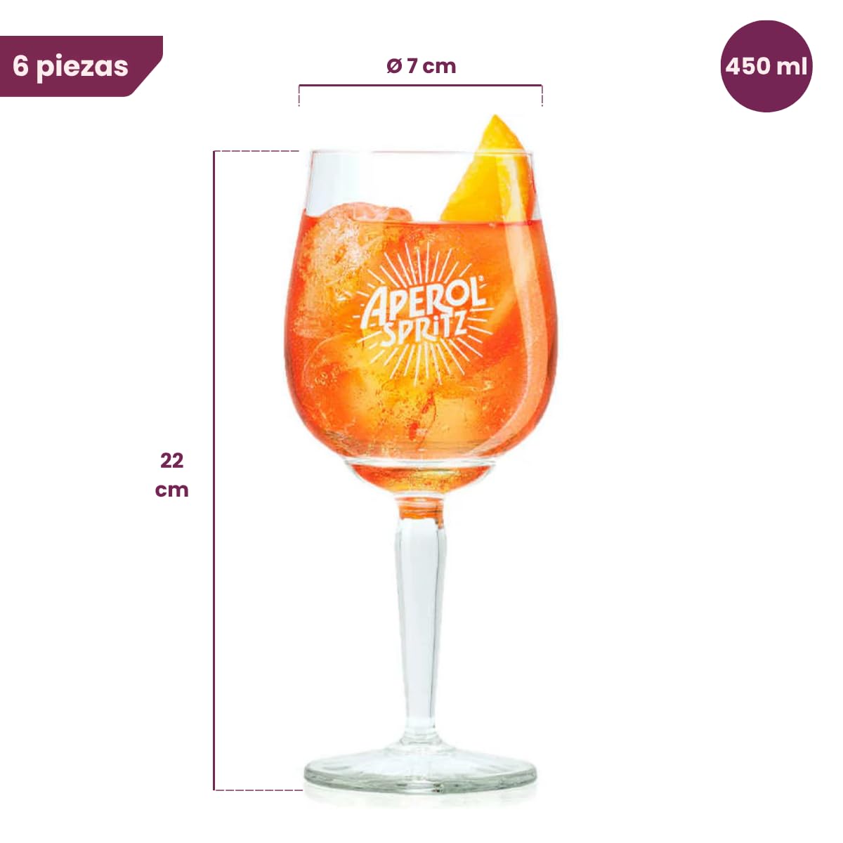 Aperol Spritz - Vasos (450 ml, 6 unidades)