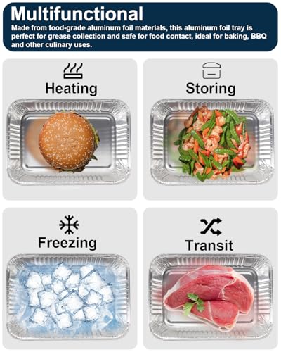 Drip Pans for Weber, Disposable Aluminum Foil Grease Trays for Weber Grills, Universal Replacement Liners for Weber Series, 8.6 x 6 - 20 Pcs