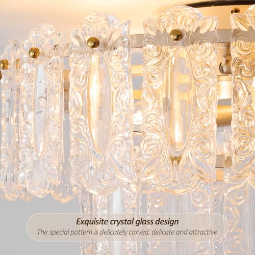 Image of Crystal Caged Ceiling Fan with Light Flush Mount, 20inch Crystals Ceiling Fan with Light and Remote,Gold Crystal Fandelier Ceilings Fans with Lights for Bedroom,Nursery, Foyer