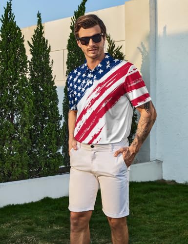 Golf Shirts for Men Funny Polo Short Sleeve Performance Moisture Wicking Quick Dry Mens Hawaiian Polo Shirt3