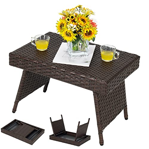 Table Basse Tressée Pliante sans Assemblage pour Gagner de l'Espace - 2