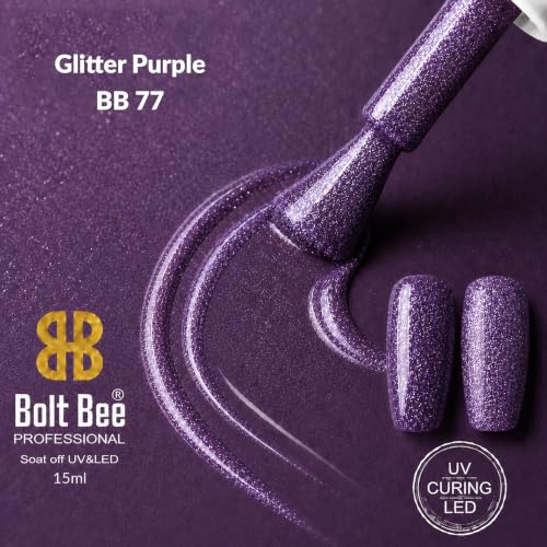 Image of BOLT BEE 15ML Gel Nail Polish 1Pc Clear Pink Glitter Nail Polish Soak Off UV LED Nail Gel Polish Nail Art Starter Manicure Salon DIY at Home, 0.5 OZ (1) (77)