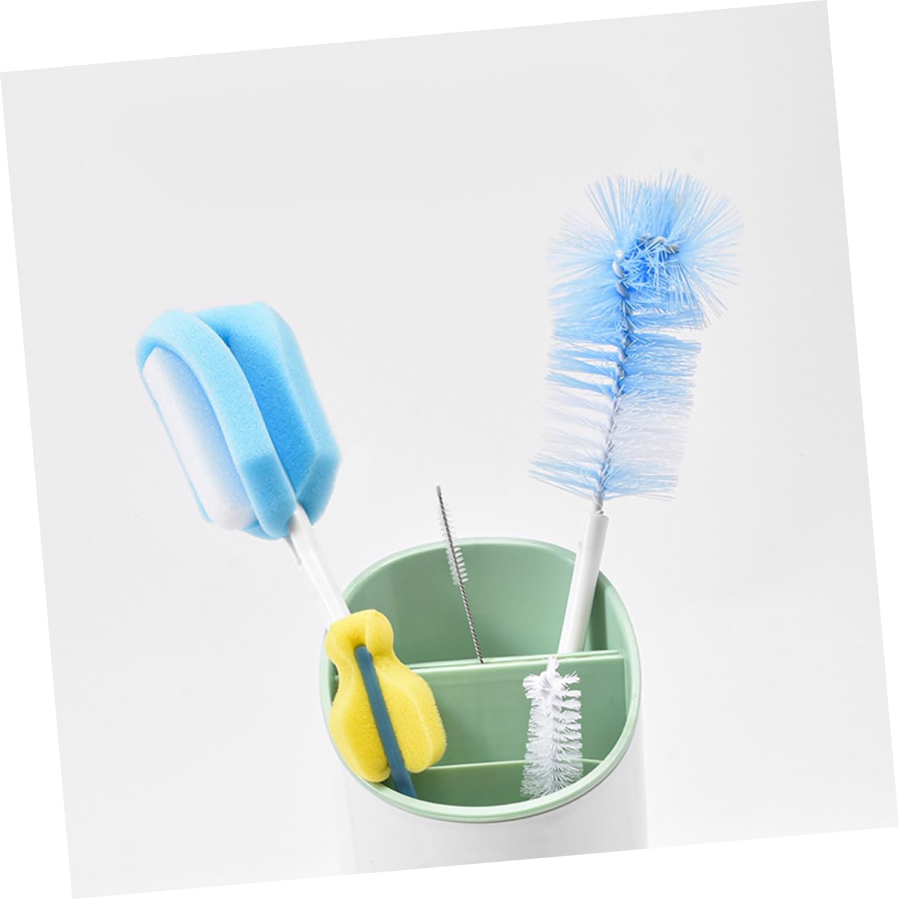 Juego de 5 cepillos para botellas de agua, cepillo de limpieza de silicona flexible, limpiador de tazas y botellas con nailon y acero inoxidable para una fácil limpieza de plexiglás y otras