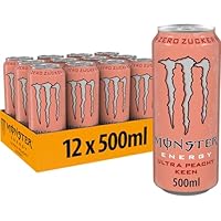 Monster Energy Ultra Peachy Keen - koffeinhaltiger Energy Drink mit erfrischendem Pfirsich-Geschmack - ohne Zucker und ohne Kalorien - in praktischen Einweg Dosen (12 x 500 ml)