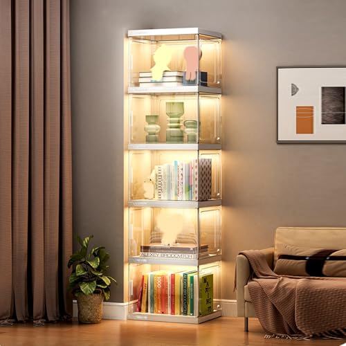 Vitrina de cristal con puerta acrílica para coleccionables y libros, estantes de almacenamiento de China (40 x 32 x 154 cm)