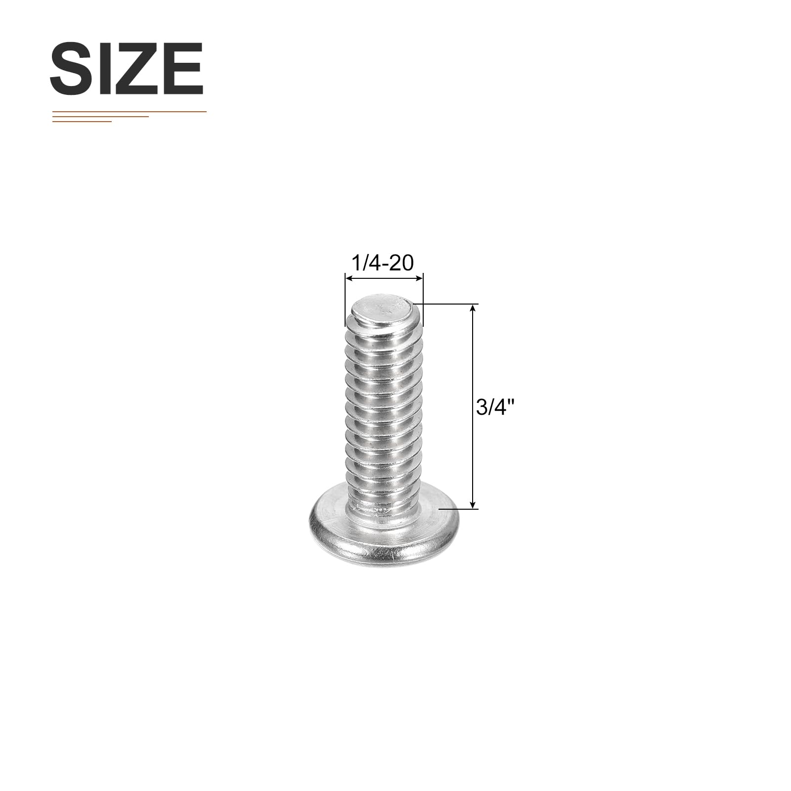 DTGN 1/4-20x3/4" Pan Head Machine Screws, 25Pcs 304 Stainless Steel, Phillips Drive, UNC Full Thread, Bright Finish, Screws Bolts Kit - Image 2