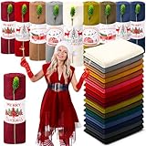 Shinymoon 16 Sets Christmas Scarf Bulk Pashmina Shawls and Wraps Women Cashmere Christmas Favors (Multicolored,Simple Style)