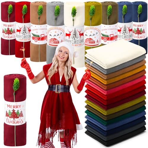 Shinymoon 16 Sets Christmas Scarf Bulk Pashmina Shawls and Wraps Women Cashmere Christmas Favors