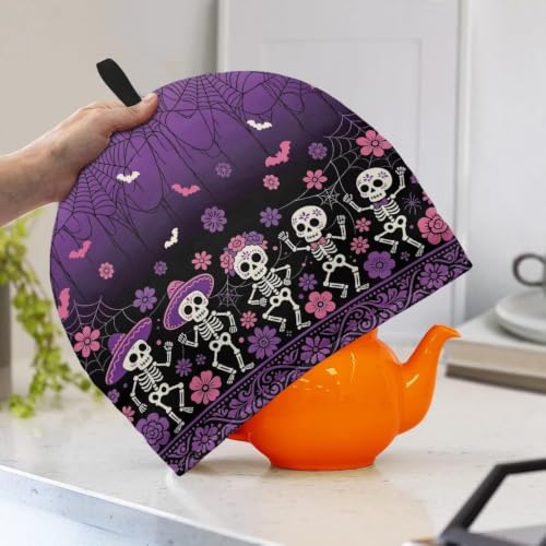 Image of Bat Skeleton Tea Pots Cosy Cotton Tea Cosy for Teapots Dust Cover Breakfast Insulation Lid Warmer Tea Cosy Kitchen Coffee Table Decorative Accessories