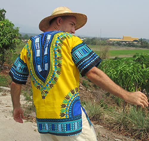 Image of Raan Pah Muang RaanPahMuang Unisex African Bright Dashiki Cotton Shirt Variety Colors