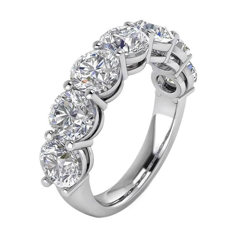 Moissanite Row Eternity Ring | Lab Grown 3.5ct Diamond & Rhodium Plated Ring | Sterling Silver Rings for Women | Eternity Rings for Women | Diamond Anniversary Bands | Non Tarnish Anniversary Jewelry