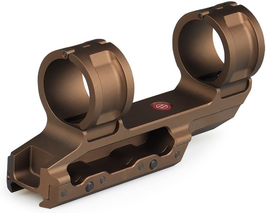 One-Piece Side-Open Dual Ring Scope Mount Base，1.54 Inch Optical Centerline Height，QD Quick Release/Detach Base Mount，for 30mm Tube Diameter Ring Scope Mounting，Fits for Standard 20mm Pic Rail，Tan