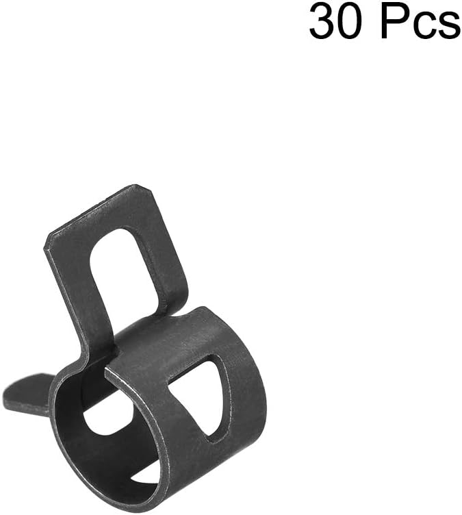 uxcell Steel Band Clamp 8mm Inner Dia Fit 8.5-9.2mm OD Hose Spring Band Type Action Fuel Line Silicone Tube Clip Clamp Black 30Pcs - Image 3